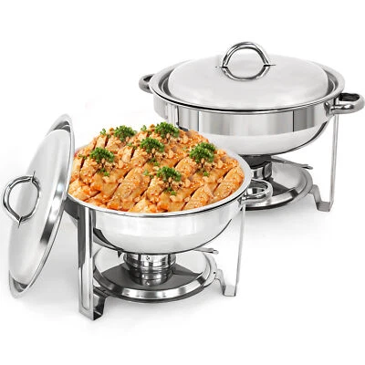 2-Pack Chafing Dish Buffet Set Catering Food Warmer 5 Quart Round Chafing Dishes - Image 1 of 4