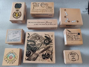 Large Rubber Stamp Lot - arts and crafts, scrapbooking, bujo journaling 9 pieces - Picture 1 of 7