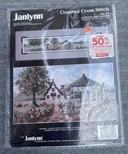 Janlynn Counted Cross Stitch NOS Kit 80-151 Cottage & Gazebo 22"x4.5" Panoramic - Picture 1 of 10