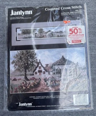 Janlynn Contado Punto de Cruz Nuevo de Lote Antiguo Kit 80-151 Casa de Campo y Carpa 22"x4.5" Panorámico  Foto 1 de 4