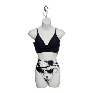 Cupshe Bikini 2 Piece Womens Swim Suit Black Tie Dye - Medium - Picture 1 of 7