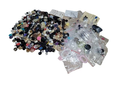 Vintage Mixed Lot Multi-color New and Used Designer Pattern Plain Buttons - Image 1 of 4