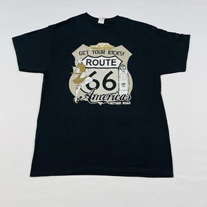 Vintage Get Your Kicks On Route 66 T-Shirt Black America’s Mother Road Size: L - Picture 1 of 14