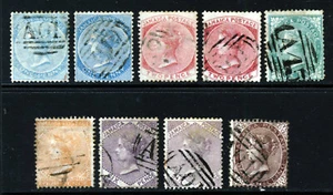 Giamaica Regina Vittoria 1860-70 Filigrana Ananas Set SG 1 a SG 6 VFU - Foto 1 di 2