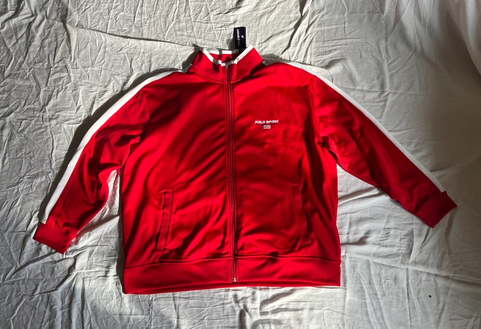 POLO RALPH LAUREN 运动男式全新全拉链夹克 3XB 红色 — 第 1/1 张图片
