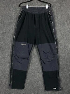 Vtg Marmot Windstopper Mens Large Fleece Full Side Zip Pants Black Elastic Waist - Picture 1 of 24