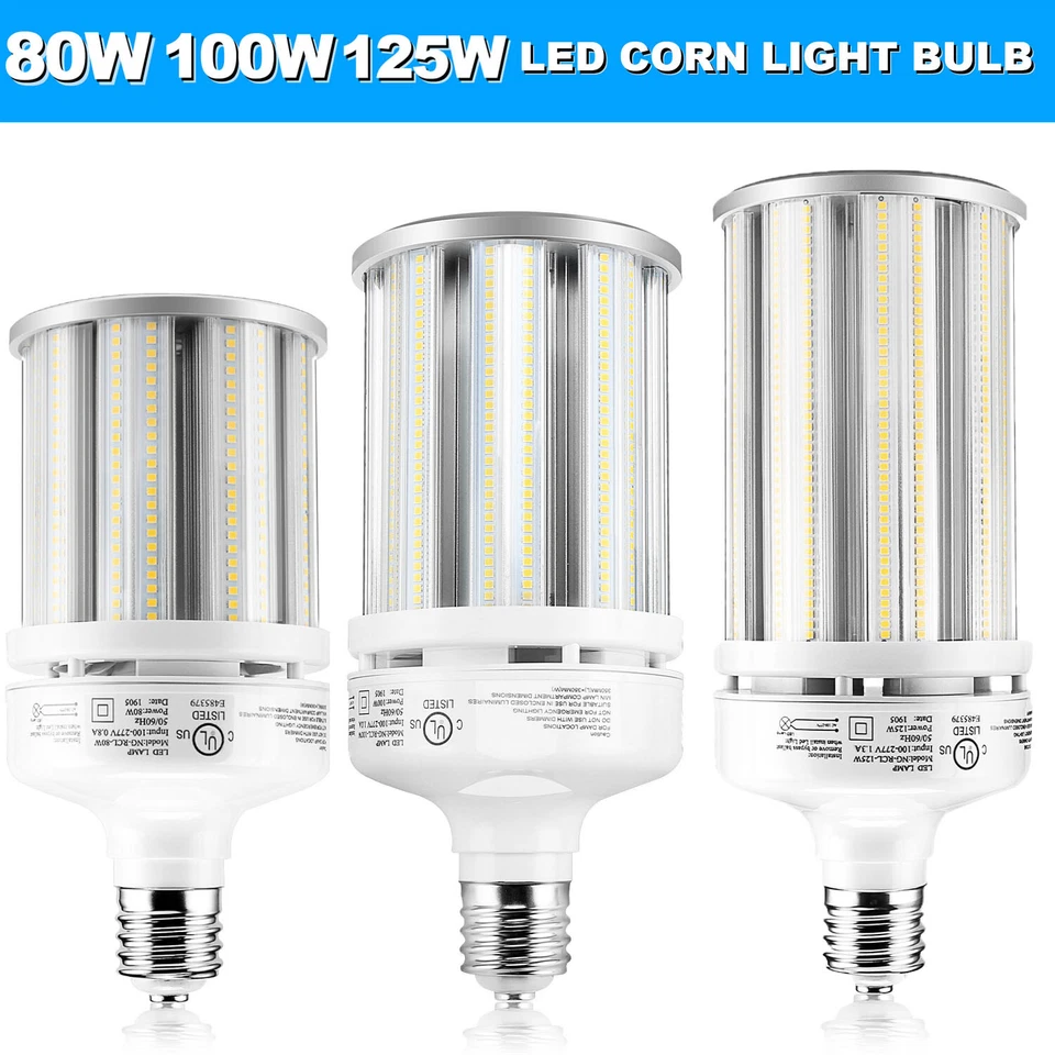 UL DLC 80W~125W LED Corn Cob Bulb Replace 300W~400W Warehouse Gym Highbay Light - Image 1 of 4