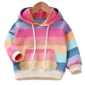 Lovebay Kids Girl Rainbow Pullover Hoodies Casual Hooded Sweatshirts Jumper Hood - Picture 1 of 12