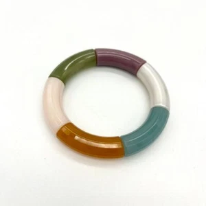 Modern Color Block Bangle Bracelet Chunky Statement Jewelry Retro Geometric - Picture 1 of 4
