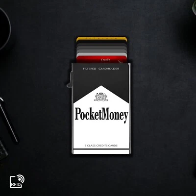 Porta Carte di credito Slim Rfid Portafoglio Uomo Mini piccolo antifrode Smoke - Immagine 1 di 4