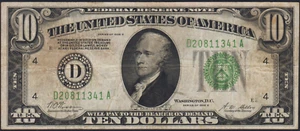 Fr.2002-D 1928B Cleveland $10 Gold on Demand Federal Reserve Note Very Fine - Picture 1 of 2