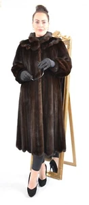 US5170 REAL BLACKGLAMA MINK FUR COAT RANCH MINK WAVY HEM SIZE L - NERZMANTEL - Picture 1 of 23