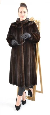 US5170 ABRIGO DE PIEL DE VISÓN NEGRO REAL VISÓN RANCHO DOBLADILLO ONDULADO TALLA L - ABRIGO DE VISÓN Foto 1 de 4