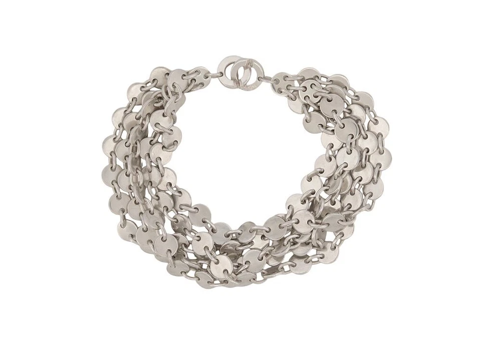 BRACELET HERMES CONFETTIS 5 RANGS 17.5 CM ARGENT MASSIF 925 37.4 GR SILVER STRAP - Photo 1/1