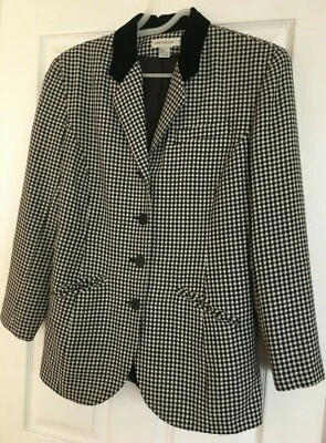 Ann Taylor check Wool Blazer  blk&white size 8 - Image 1 of 4