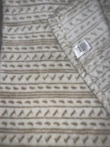 Hudson Baby Plush Blanket Tan White/Cream Lines Neutral Check Marks - Picture 1 of 3