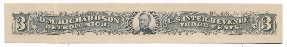 3c D.M. Richardson, Sc #RO156 Proof on India Card, Gray #8 (64095) - Image 1 of 1