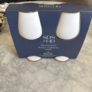 Copas de vino de silicona SDS para HD con tallo blanco 11,83 fl oz. (Juego de 2) DIARIO SHI - Imagen 1 de 6