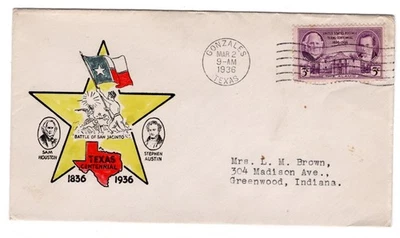 #776 Texas Centennial 1936 FDC - Gundel Planty #57 - Image 1 of 2