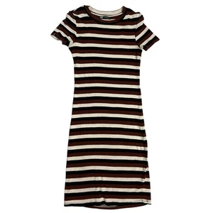 Zara Womens Sz S Red Black White Striped Dress Cute stretchy Comfortable - Picture 1 of 6
