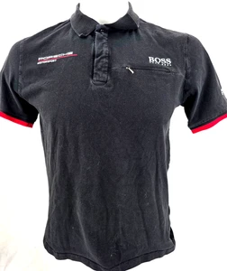 Porsche Motorsport Hugo Boss Schwarz SS Button Collared Poloshirt Herren M - Bild 1 von 9