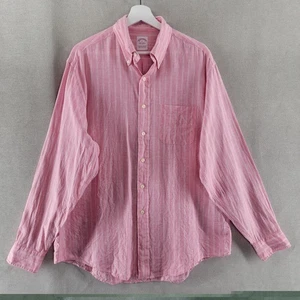 Brooks Brothers Shirt Mens Large Stripe 100% Irish Linen Button Up Coastal Prep - Picture 1 of 6
