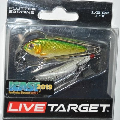 live target flutter sardine 2.5"  3/4oz flutter jig jigging spoon gold green - Image 1 of 3