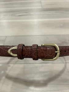 Herren Paul Fredrick Krokodil geprägt KALBSFELL braun Gürtel Größe 38 Leder 1" W - Bild 1 von 5