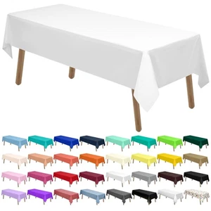White Plastic Tablecloths 2 Pack Disposable Table Covers 54 x 108 Inch Bridal... - Picture 1 of 7