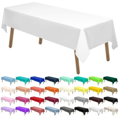 White Plastic Tablecloths 2 Pack Disposable Table Covers 54 x 108 Inch Bridal... - Image 1 of 4