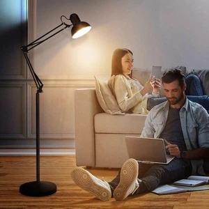 Stehleuchte schwarz E27 Stehlampe wohnzimmer Deckenfluter Standleuchte Leselampe - Bild 1 von 13