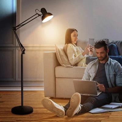 Stehleuchte schwarz E27 Stehlampe wohnzimmer Deckenfluter Standleuchte Leselampe - Bild 1 von 4