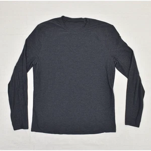Lululemon Men's T Shirt Long Sleeve Crew Neck Polyester Gray Size L Small Hole - Picture 1 of 8