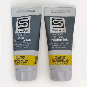 Lote de 2 tintas de impresión en bloque Speedball amarillas 3455 a base de aceite de 1,25 oz (37 cc) cada una - Imagen 1 de 3