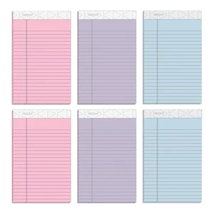 5 x 8 Legal Pads, 6 Pack, Prism Brand, 2 Pink/2 Blue/2 Purple, Narrow Ruled, ... - Picture 1 of 7
