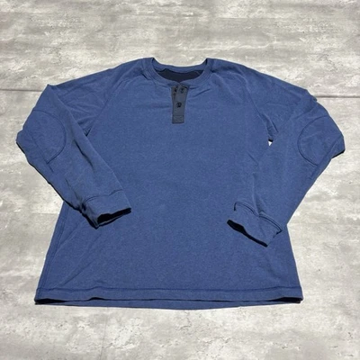 Camisa Lululemon All Town Henley Para Hombre Grande Azul Manga Larga Vellón Foto 1 de 4