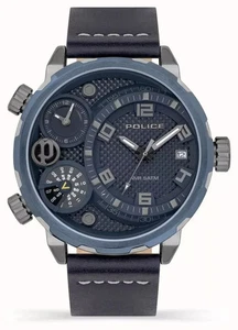 Police WATCH RAY (51mm) Blue Dial / Blue Leather Strap BRAND NEW IN BOX - Picture 1 of 8