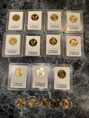 Lote de 16 moedas enriquecidas com ouro 24KT dólar presidencial 2008 - Imagem 1 de 4