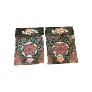 Scented Potholders Victorian Holiday Hearts Christmas Floral Set Of 2 New - Picture 1 of 1