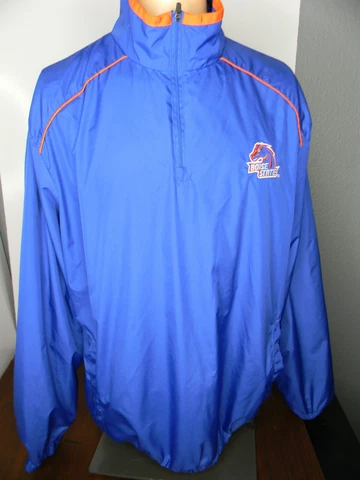 BOISE STATE UNIVERSITY BRONCOS blue Colosseum Quarter Zip windbreaker jacket M Cover