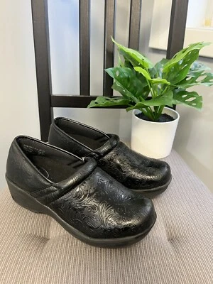 Zapatos sin cordones Safe T Step para mujer zueco negro imitación cuero en relieve talla 5,5 Foto 1 de 4