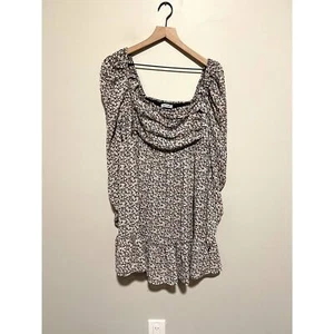 Abercrombie & Fitch Puff Sleeve Ruffle Smocked Mini Dress Women's Size Large - Picture 1 of 11