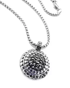 GORGEOUS Designer Balinese Dots Marcasite Crystals Pendant Cable Chain Necklace - Picture 1 of 3