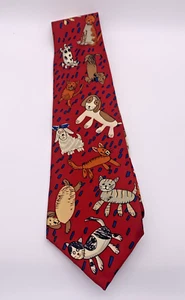Corbata de seda de diseñador Save The Children Teacher para hombre gatos y perros - Imagen 1 de 11