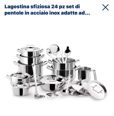 LAGOSTINA BATTERIA DI PENTOLE  24 PZ  INOX INDUZIONE/GAS ( PROMO ) CON SORPRESA - Immagine 1 di 4