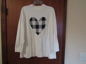 2X TALBOTS PLUS ELFENBEIN SCHWARZ GINGHAM HERZ PULLOVER STEHKRAGEN PULLOVER OBERTEIL WEICH!!! - Bild 1 von 7
