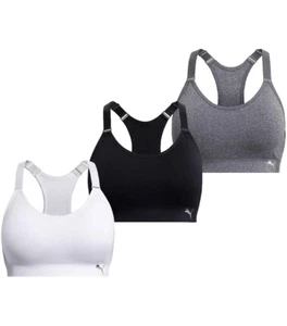 Nuevo Sujetador deportivo Puma Dry Cell para mujer paquete de 3 absorbentes de humedad pequeño S blanco negro gris - Imagen 1 de 5