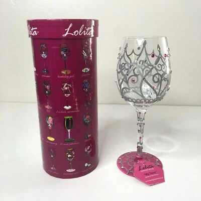 Wine Glass by Lolita Hand Painted MY TIARA Bedazzled 15oz Recipe Included NEW - Image 1 of 4