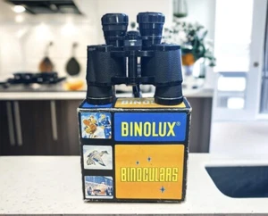 Vintage Binolux 7x35 Outdoors Prismatic Binoculars 420 Ft @ 1000 Yds w/Strap VGC - Picture 1 of 13