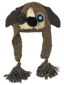 Womens Lumpy Knit Puppy Dog Trapper Hat Critter Aviator - Picture 1 of 1